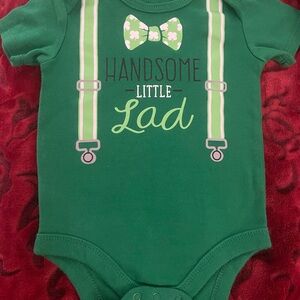 Baby Boys Green Baby Onesie with Bow Tie Print